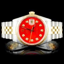 Rolex YG/SS 36MM DateJust Diamond Wristwatch
