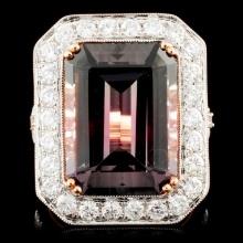 18K Gold 10.78ct Tourmaline & 1.47ctw Diamond Ring