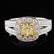 18K White Gold 1.16ctw Fancy Yellow Diamond Ring