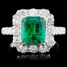 18K Gold 2.39ct Emerald & 1.43ct Diamond Ring
