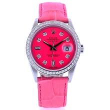 Rolex DateJust Diamond Hot Pink 36MM Wristwatch