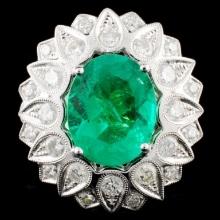 18K Gold 4.23ct Emerald & 1.93ctw Diamond Ring