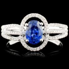 18K Gold 0.86ct Sapphire & 0.32ctw Diamond Ring