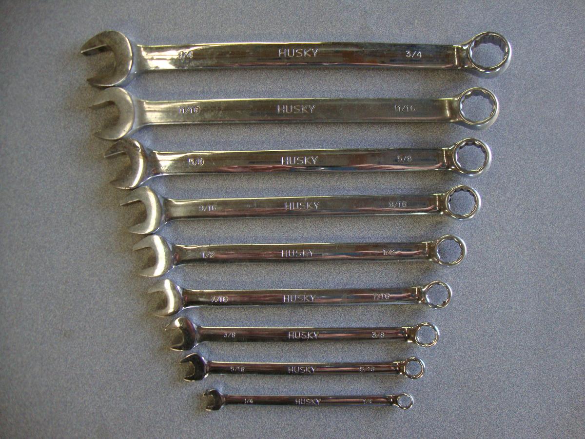 Set of Huskey standard combination wrenches (9) 1/4"-3/4"