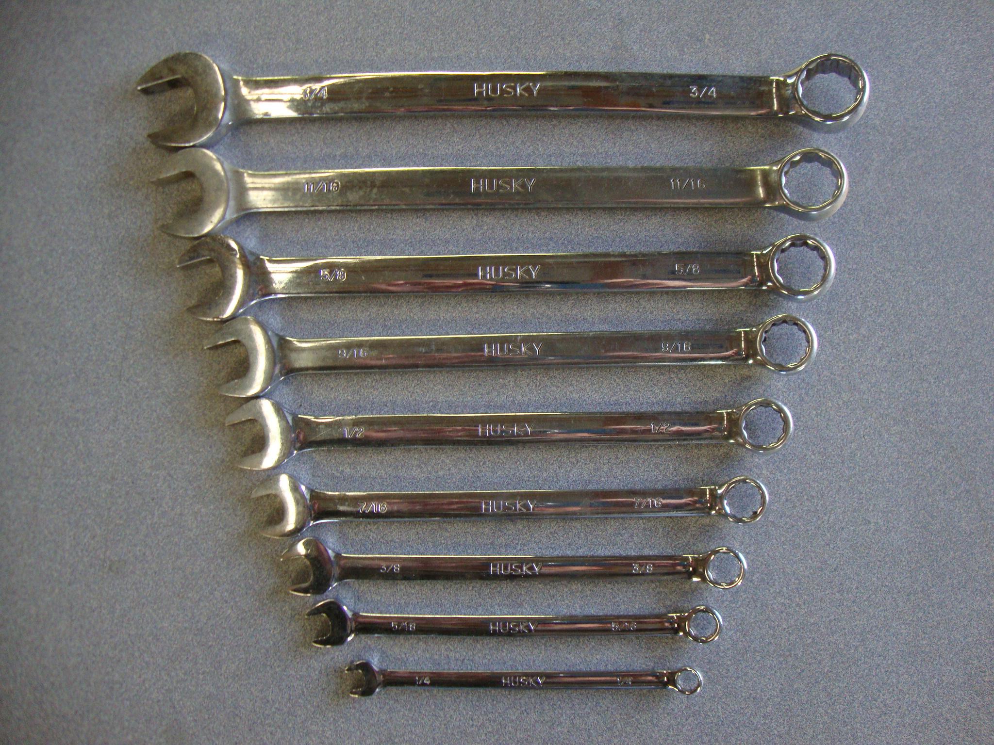 Set of Huskey standard combination wrenches (9) 1/4"-3/4"