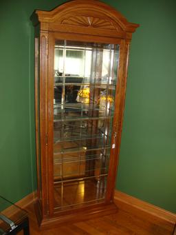 Oak leaded glass door currieo cabinet