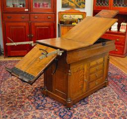 Perfection Chair Co. Outstanding 1890's Solid Oak Adjustable Doctors Exam Table