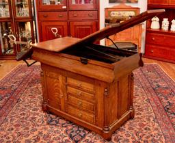 Perfection Chair Co. Outstanding 1890's Solid Oak Adjustable Doctors Exam Table