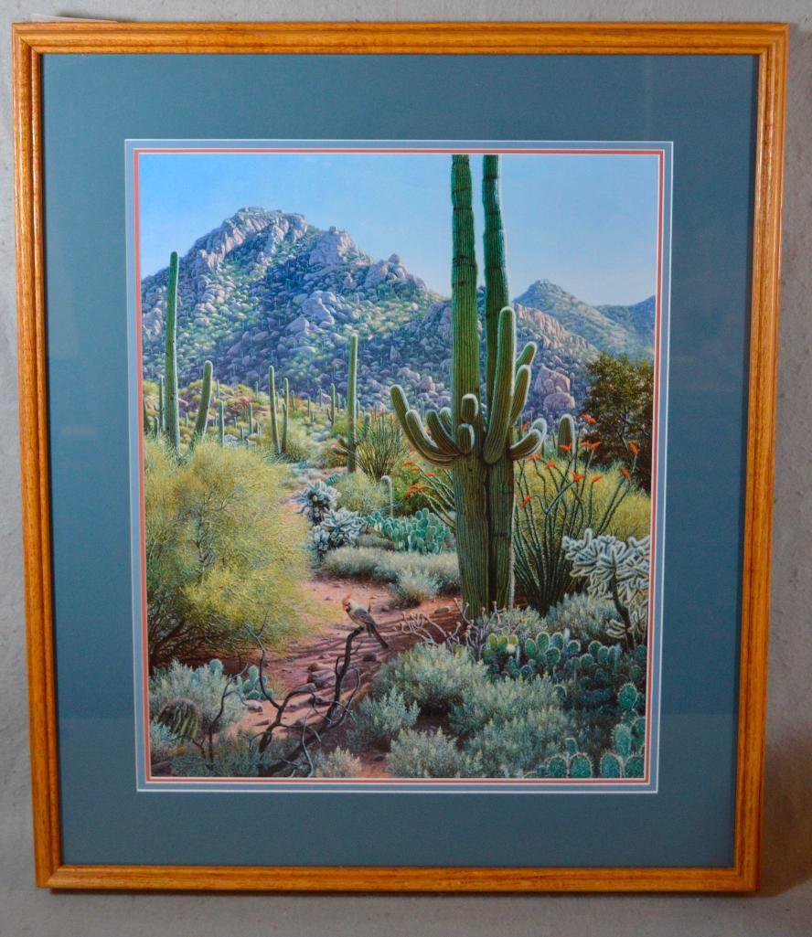 Doug Miller "saguaro Scout" Signed Print #163/750 Framed & Matted Under Glass