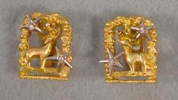 Peter Lindeman(1930 American Born In Germany) 1972 Limited Edition Christmas 18k Gold Pin & Earrings