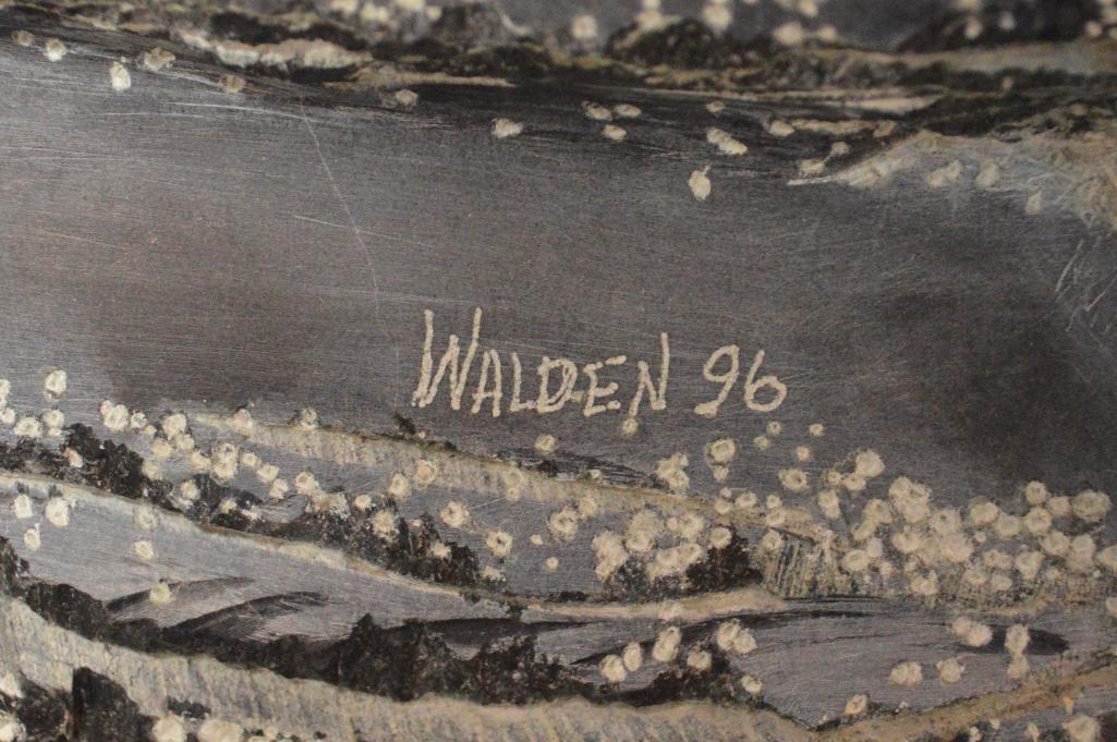 Dawn Nichols Walden(american),"preening Loon", Sculpture In Canadian Chlorite, Signed 96