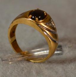 10K Gold Gentleman's Ring W/ Black Star Sapphire