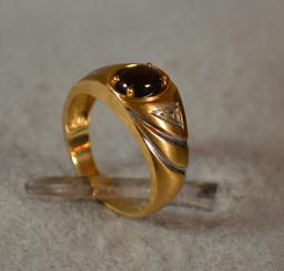 10K Gold Gentleman's Ring W/ Black Star Sapphire