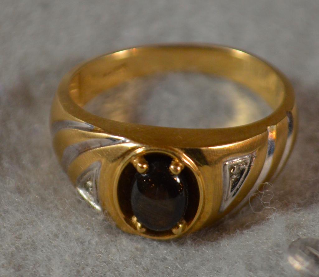 10K Gold Gentleman's Ring W/ Black Star Sapphire