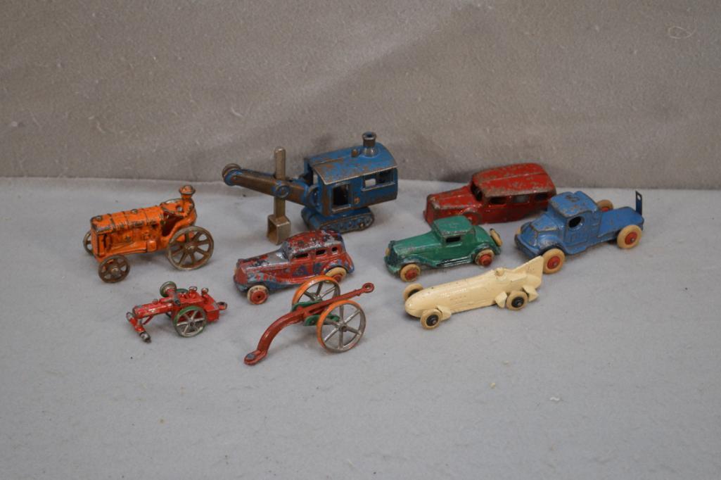 (8) Vintage Cast Iron Early Tootsie Toy/Hubley Lot