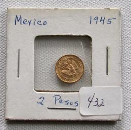 1945 Gold 2 Peso Mexcian Gold