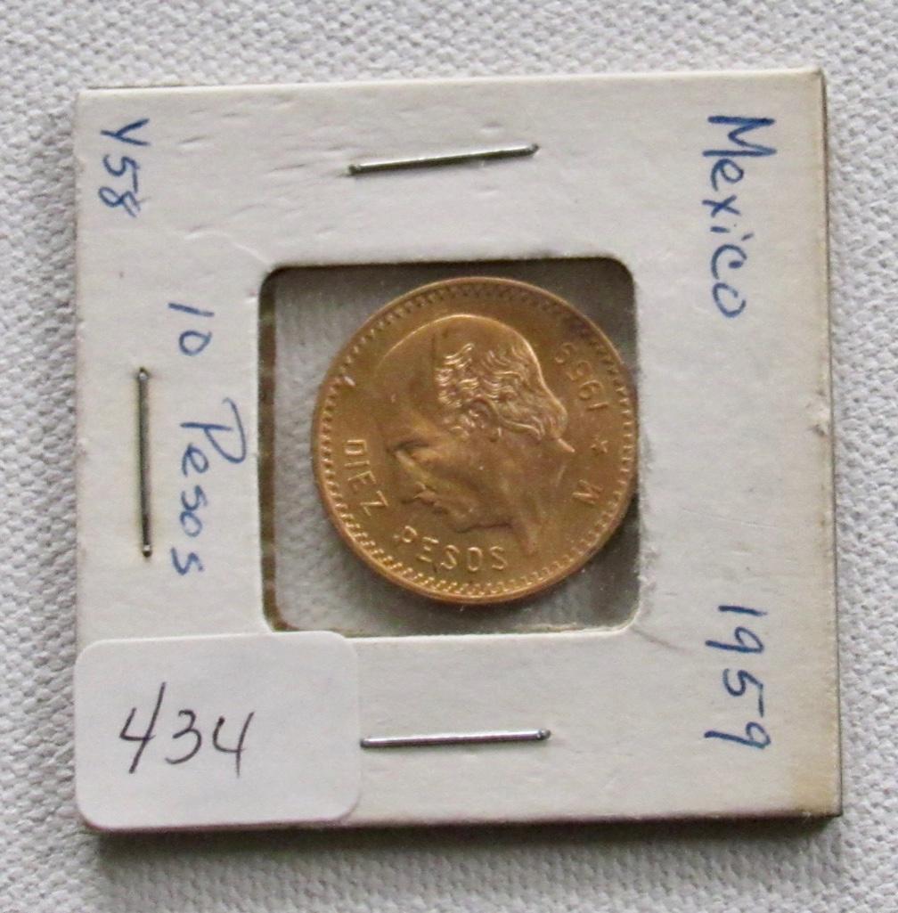 1959 Gold 10 Peso Mexican Gold