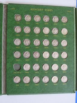 Lot of 136 Mercury and Roosevelt Dimes in Whitman Folder