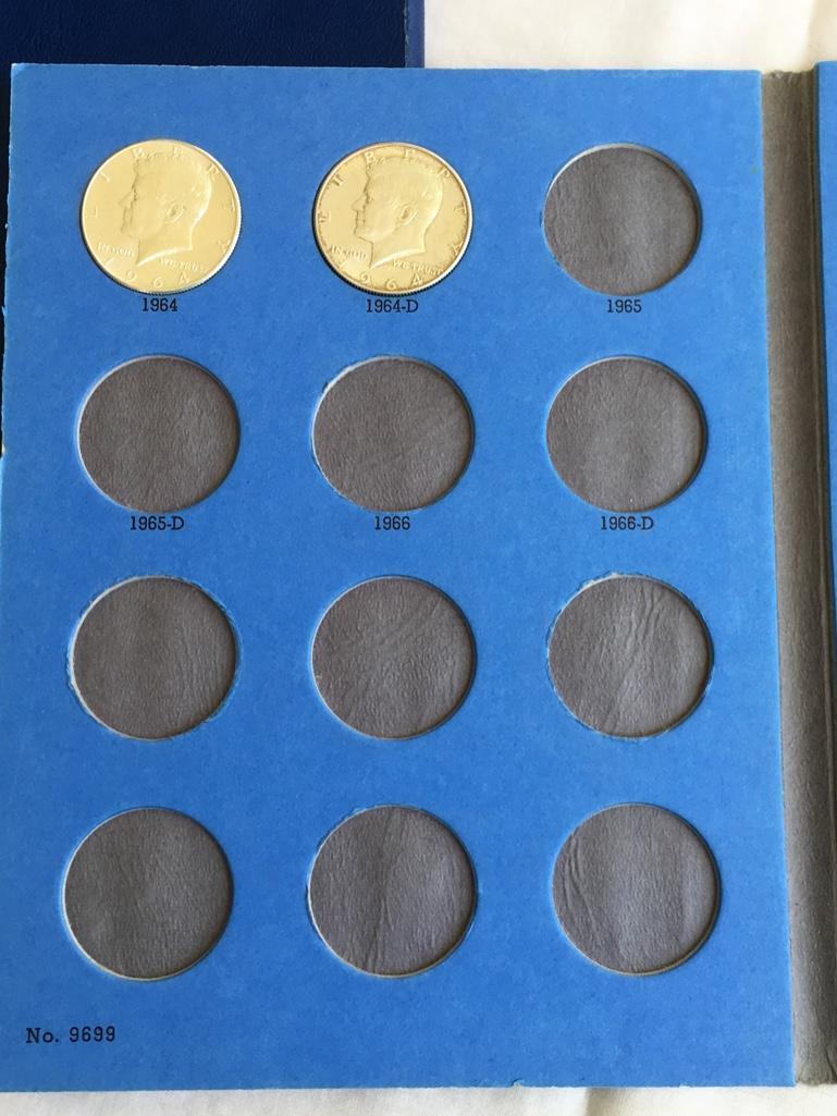 Partial filled Whitman Coin folders Franklin & Kennedy Silver Half Dollars (29 coins included)