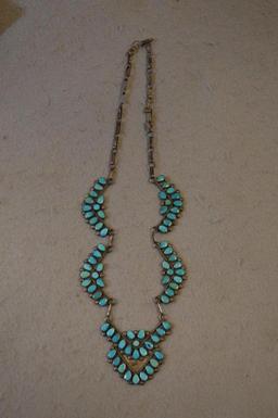 Sterling Silver w/ Inset Turquoise Necklace