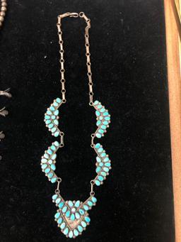 Sterling Silver w/ Inset Turquoise Necklace