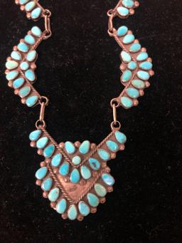 Sterling Silver w/ Inset Turquoise Necklace