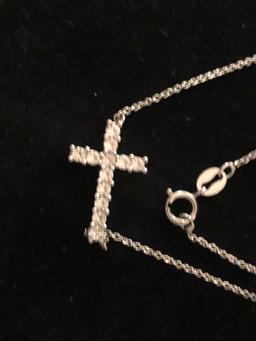 Sterling Silver Chain w/Diamond Cross