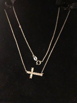 Sterling Silver Chain w/Diamond Cross