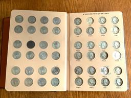 Washington Quarter World Coin Library Album (incomplete) 136 coins including 82 silver quarters