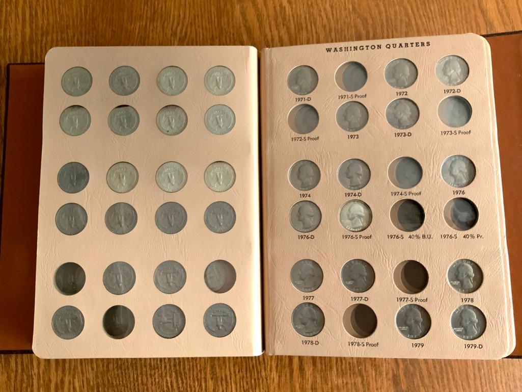 Washington Quarter World Coin Library Album (incomplete) 136 coins including 82 silver quarters