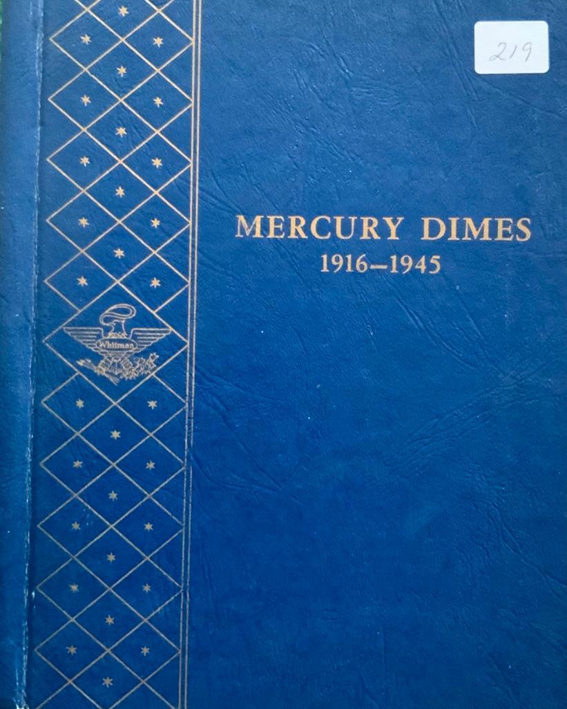 Winged Liberty Head "Mercury" Type Dime album (incomplete) over 65 coins