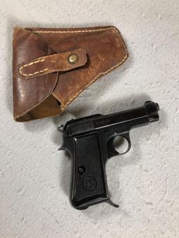 Beretta Model 1935, Cal. 7.65 mm(.32 Auto), Semi Automatic Pistol w/ Leather Military Holster