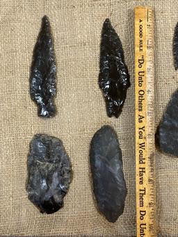 (11) Great Basin Obsidian Points and Knives