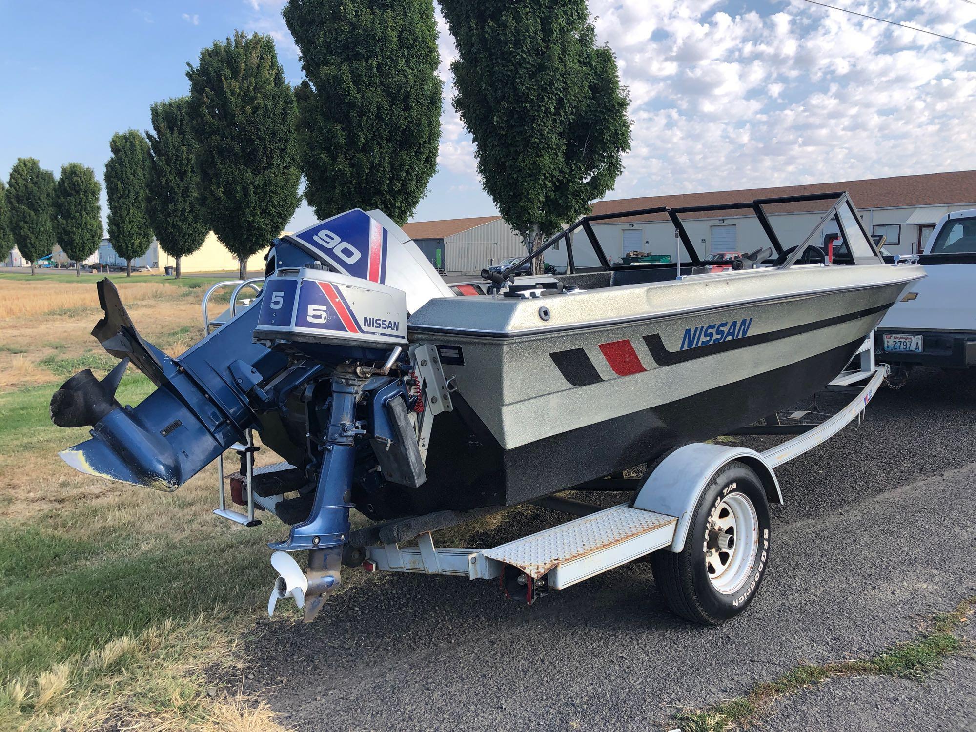 1989 16' Nissan Fiberglass Boat and Trailer