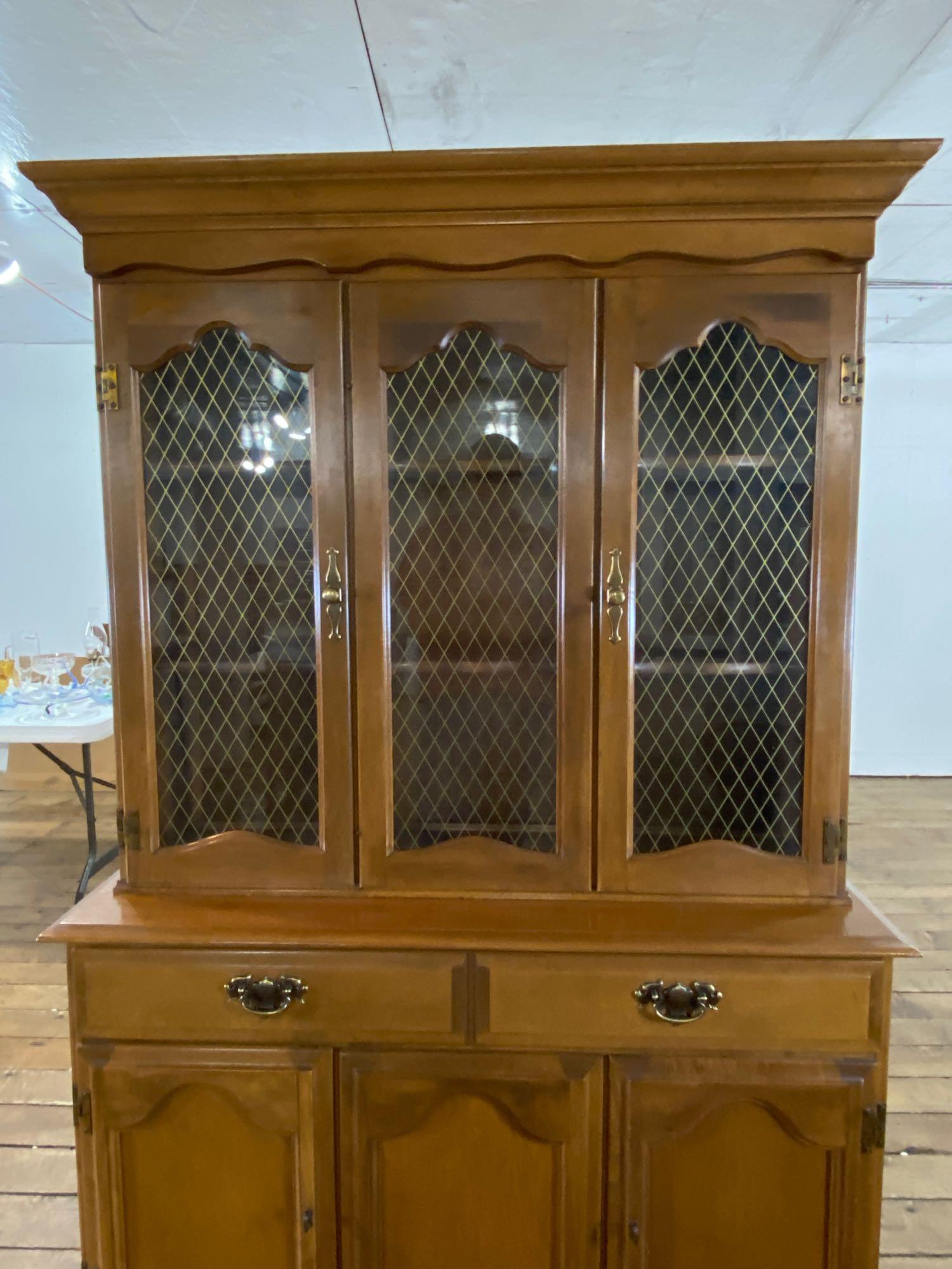 Two Piece Maple Illuminated China Hutch