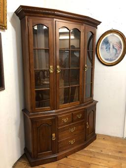 Mahogany Colored China Hutch, Lighted,