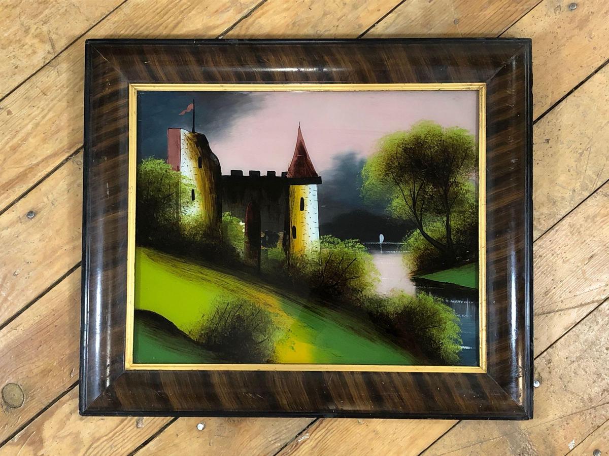 Reverse Painting on Glass Of a Castle