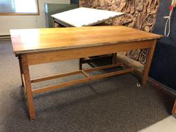 Custom Oak Base w/ Clear Fir Top Drafting Table 7'W x 41-3/4"D x 36-1/2"H