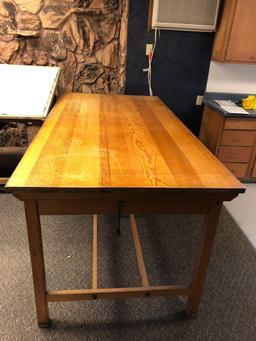 Custom Oak Base w/ Clear Fir Top Drafting Table 7'W x 41-3/4"D x 36-1/2"H