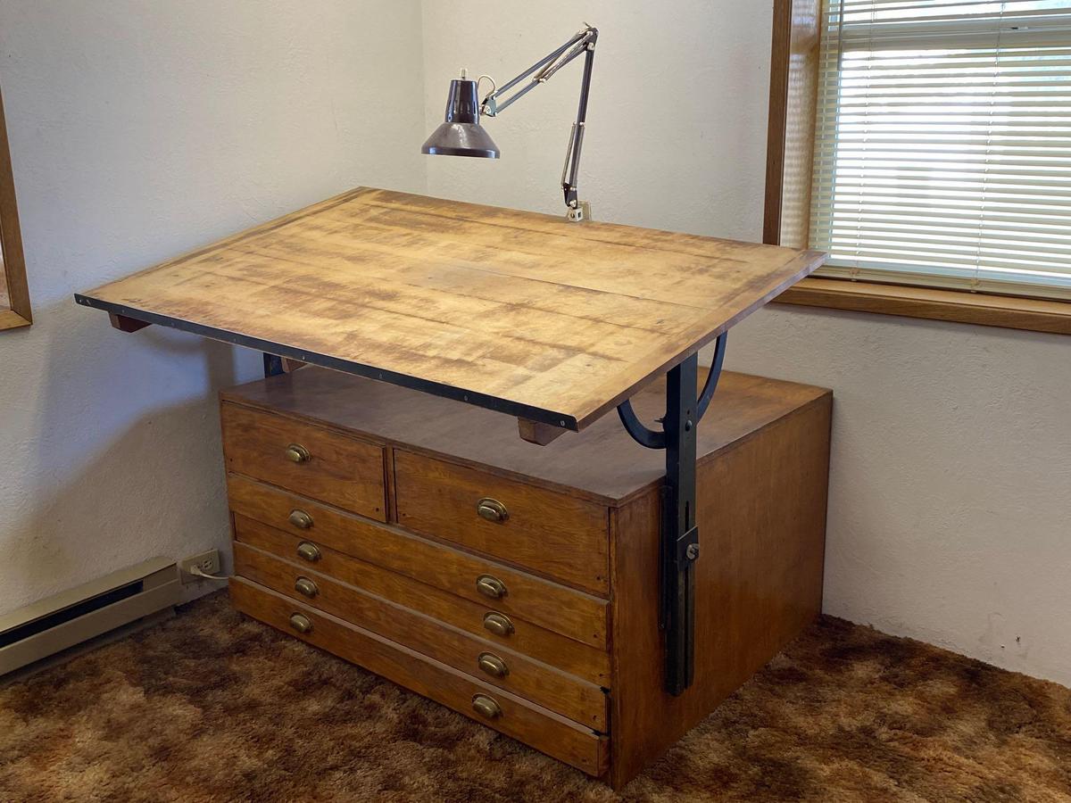 Drafting Table Mounted To Map Cabinet