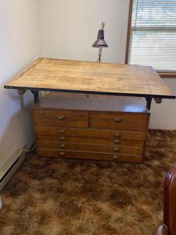 Drafting Table Mounted To Map Cabinet