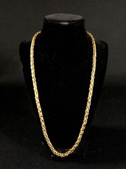 14k Gold Italian Fancy Weave Link Necklace, 22"L 36.5g