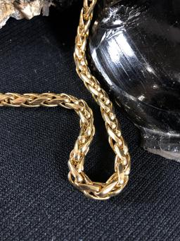 14k Gold Italian Fancy Weave Link Necklace, 22"L 36.5g