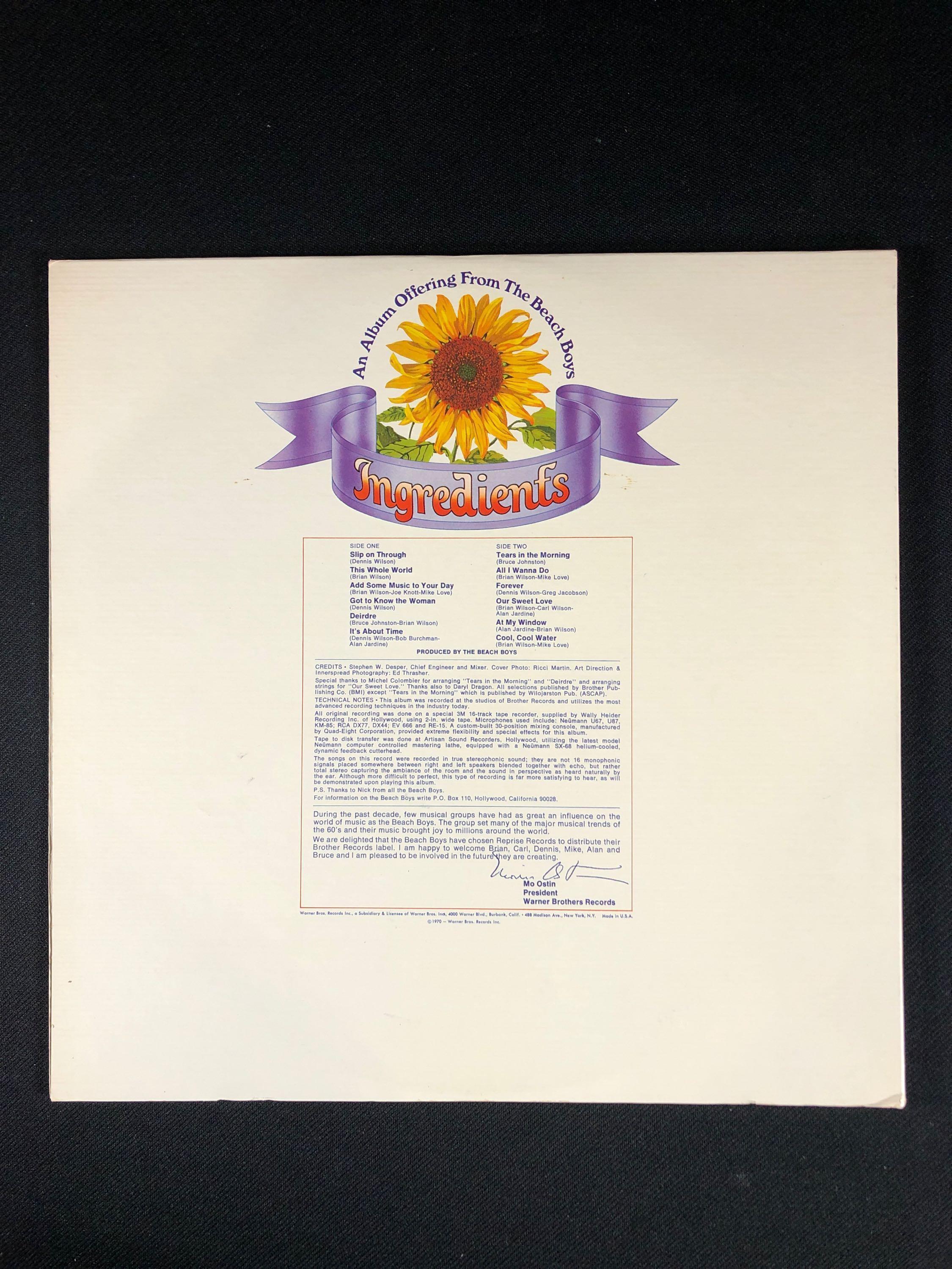 The Beach Boys "Sunflower" Autographed Album