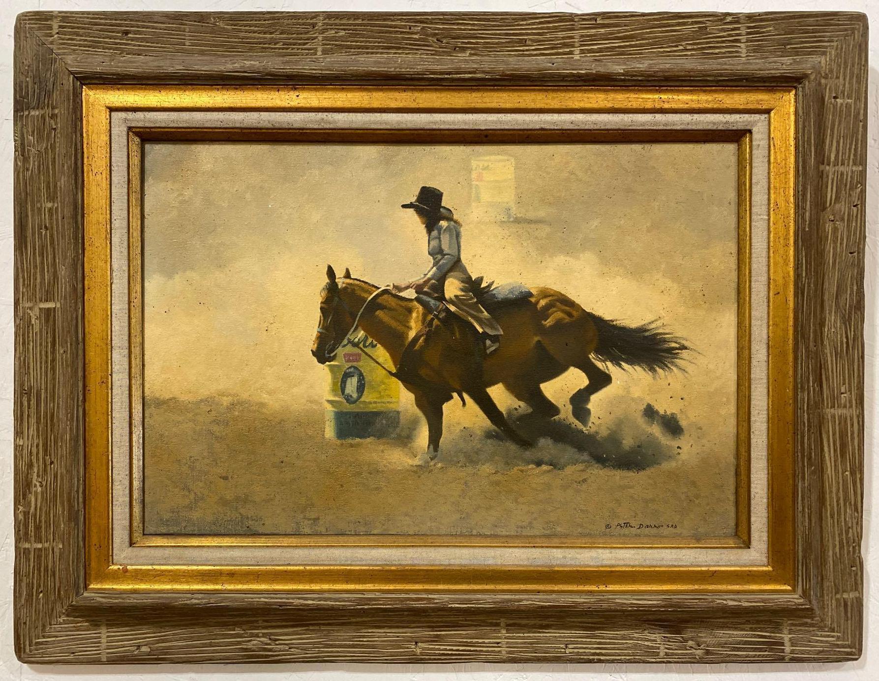 Peter Darro (American 1917-1977) "Barrel Racer", Oil On Canvas, Signed Lower Right"S.A.A."