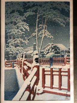 Hasui Kawase (Japanese 1883-1957) "Nagata Shrine, Kobe" Japanese Wood Block Print