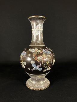 Japanese Nippon Ware Hand Painted Vase, Late 1800's Early 1900's, 12-1/4"h