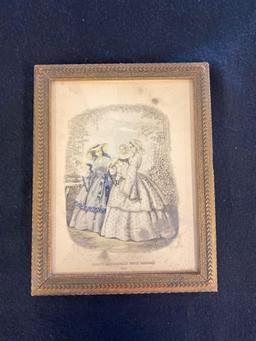 Godey's Fashions 1857 Framed Printed Mirror Jewelry Box