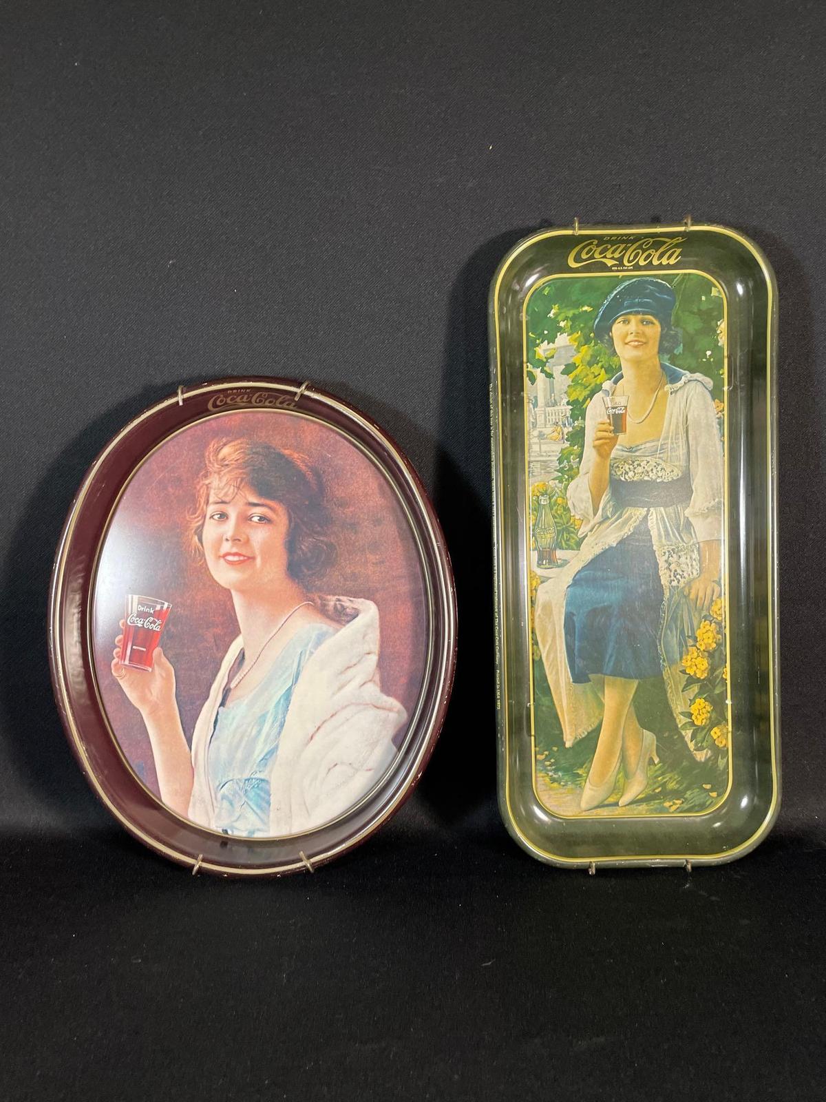 (2) 1973 Coca-Cola Advertising Trays w/ Wire Hangers