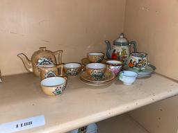 (2) Miniature Tea Sets, Teapot, & Assorted Saucers